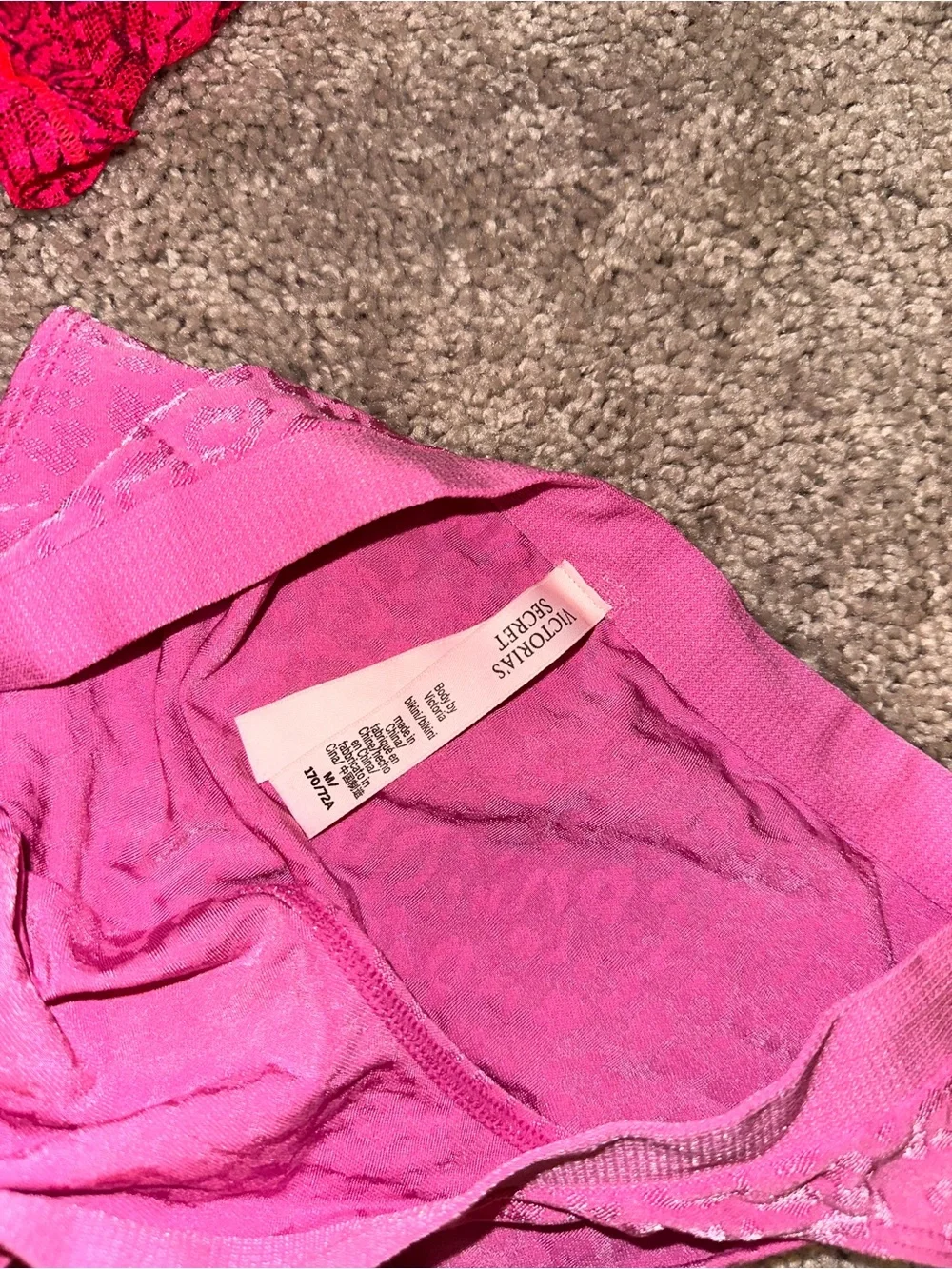 Women’s Lace & Cotton Bikini Panties - Red and Pink Victoria’s Secret size med